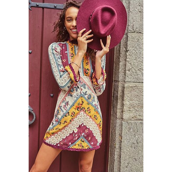 New Free People Fall To Pieces Mini Dress sz 4 - Picture 3 of 8